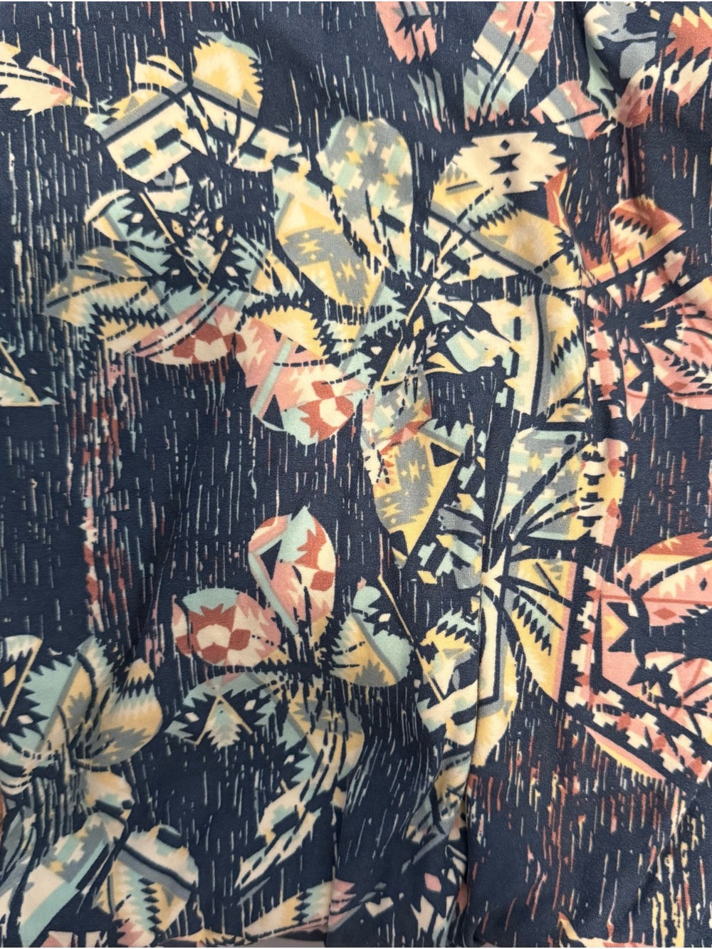 LuLaRoe Navy Tropical Floral Leggings with Pastel Accents